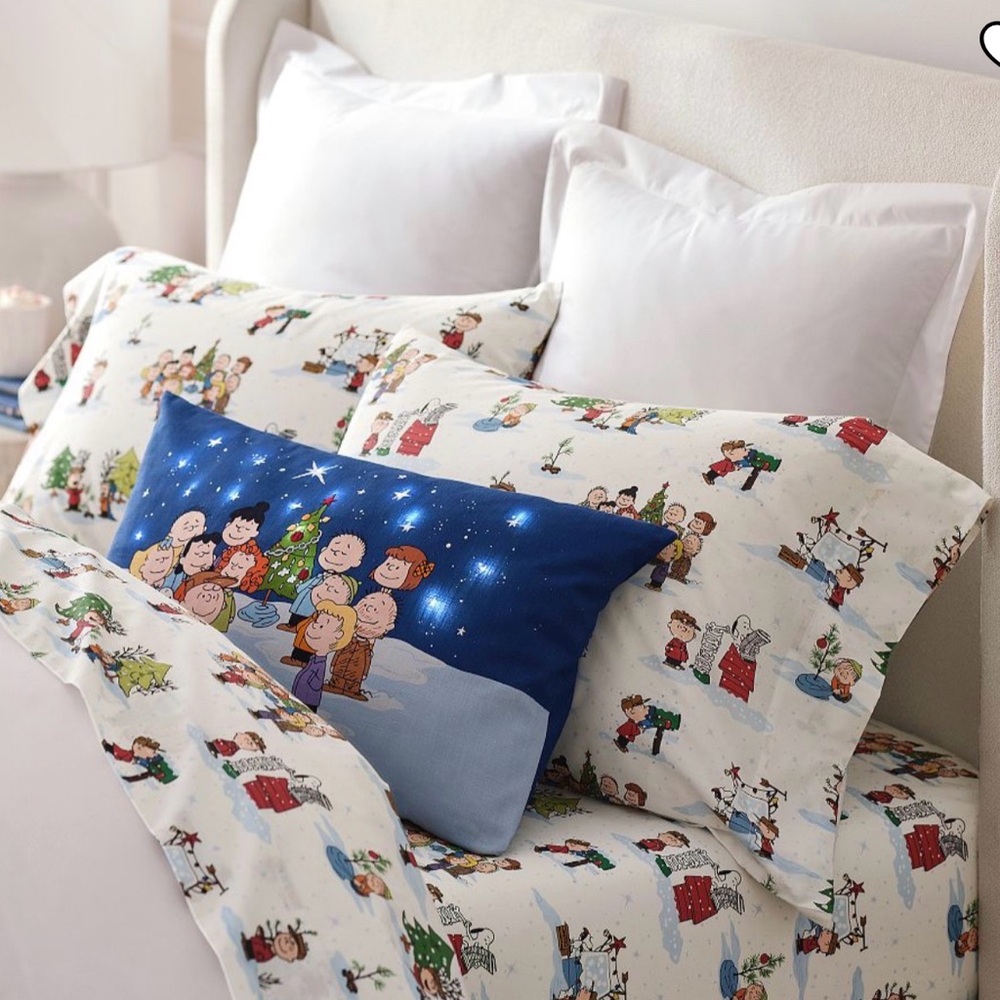 🎄Pottery Barn🎄 x Peanuts Charlie Brown Christmas Organic Full Sheet Set
